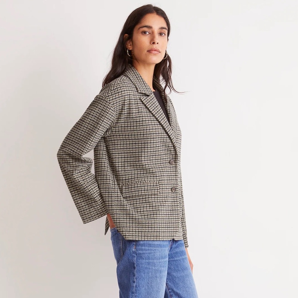 Madewell Oversized Knit Blazer - Houndstooth